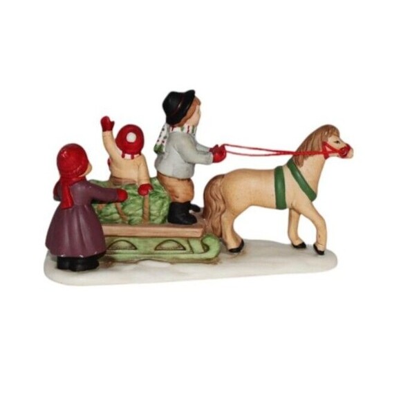 VTG Lefton Colonial Village 1989 Horse Sleigh Ride Children Christmas Tree Rare - Picture 3 of 6